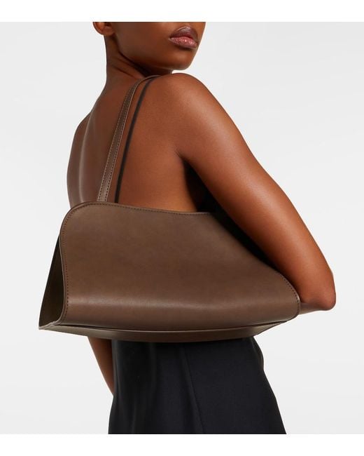 The Row Brown Peggy Small Leather Clutch