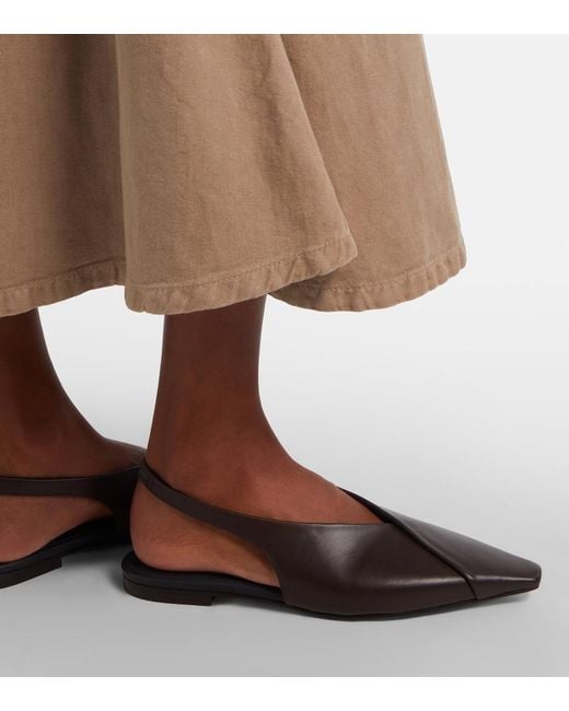 Brunello Cucinelli Gray Leather Slingback Flats
