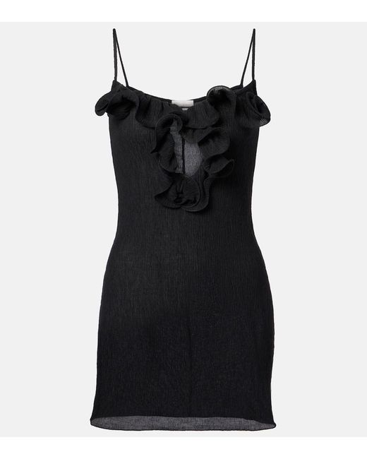 Magda Butrym Black Ruffled Sheer Minidress