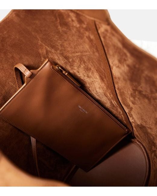 Saint Laurent Brown Schultertasche Le 5 A 7 Aus Veloursleder