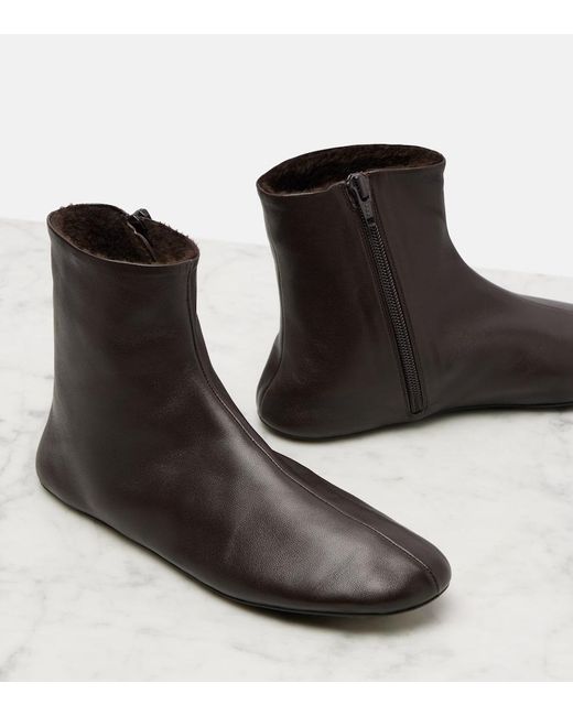 The Row Brown Ankle Boots Stella Aus Leder Mit Shearling