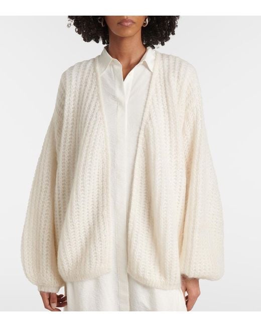 Totême White Open-Front Mohair-Blend Cardigan