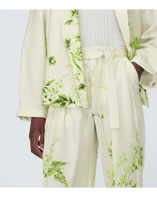 King & Tuckfield Yellow Floral Belted Straight Pants for men