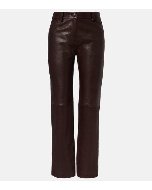 Magda Butrym Brown Leather Straight Pants