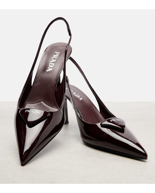 Prada Metallic Patent Leather Slingback Pumps