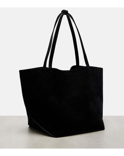 The Row Black Park Three Edge Suede Tote Bag