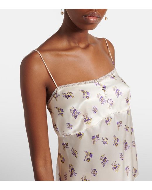 Dorothee Schumacher White Shiny Daydream Floral Silk Satin Camisole