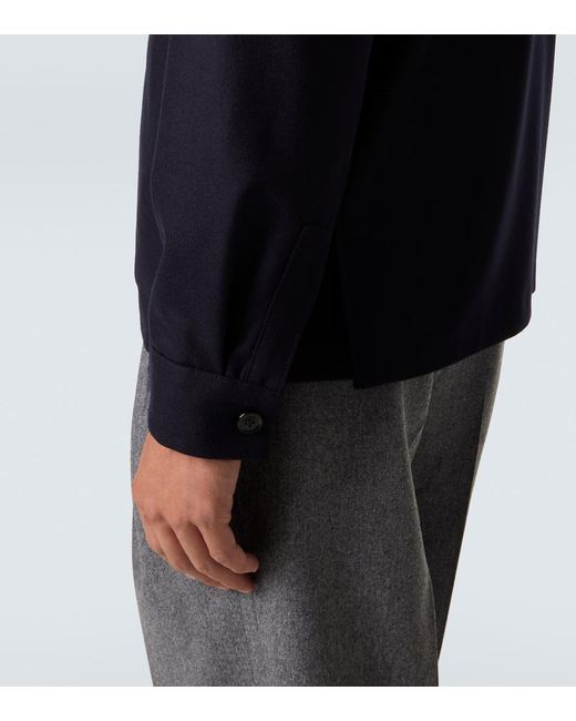 Zegna Blue Wool Overshirt for men