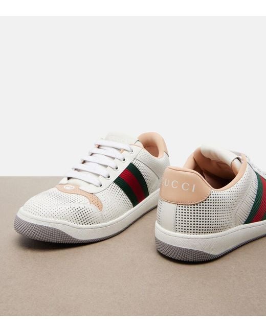 Gucci White Screener Leather Sneakers