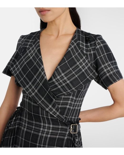 Burberry Black Meryl Checked Midi Dress