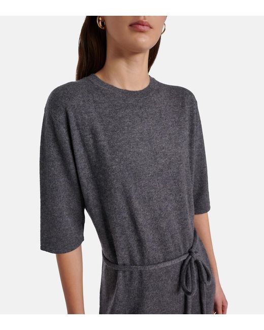 Lisa Yang Gray Tilde Belted Cashmere Maxi Dress