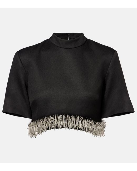 Jonathan Simkhai Black Verziertes Cropped-Top Jalen
