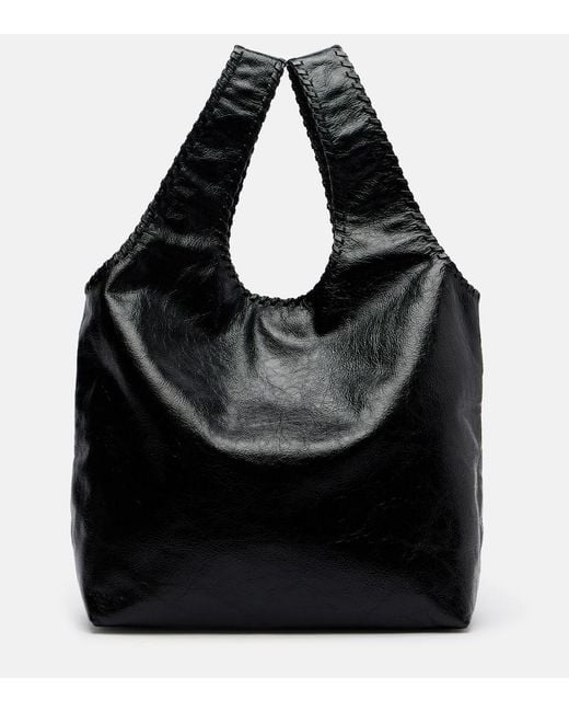 Dries Van Noten Black March Large Leather Tote Bag