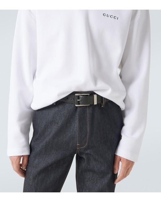 Gucci Black Gg Debossed Leather Belt for men