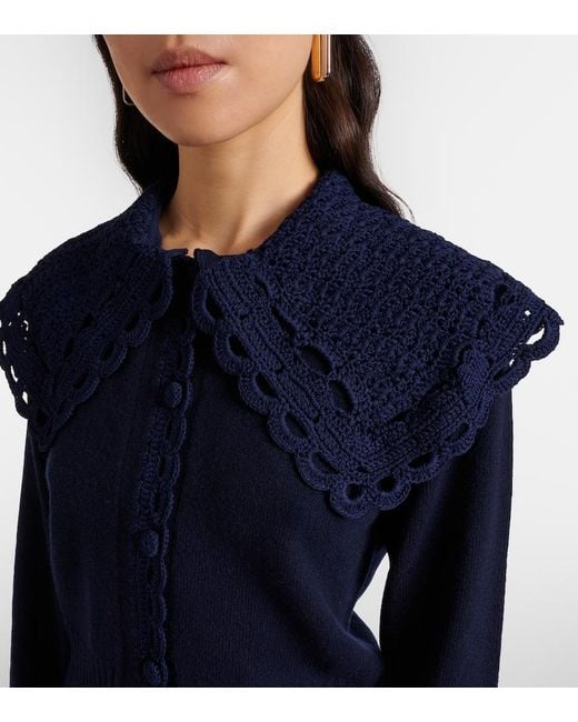 Erdem Blue Cardigan Aus Einem Wollgemisch