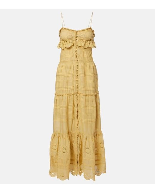 Isabel Marant Metallic Paule Lace-Trimmed Cotton Maxi Dress