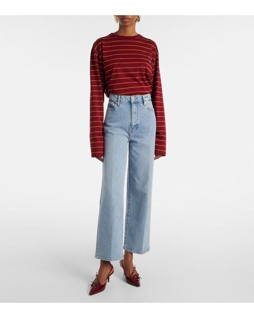 FRAME Blue The Wide High-Rise Wide-Leg Jeans