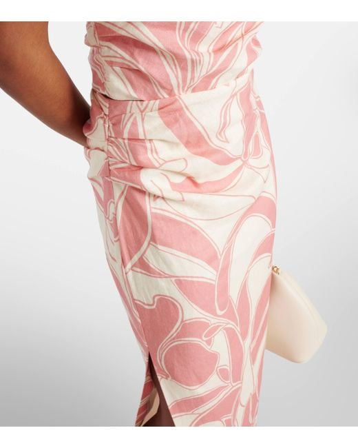 Sir. The Label Pink Belletto Printed Linen Maxi Skirt