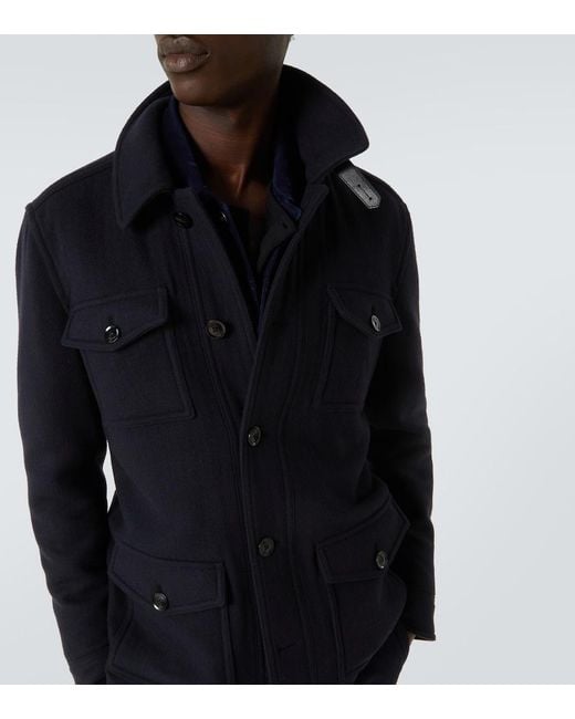 Tom Ford Blue Virgin Wool Coat for men