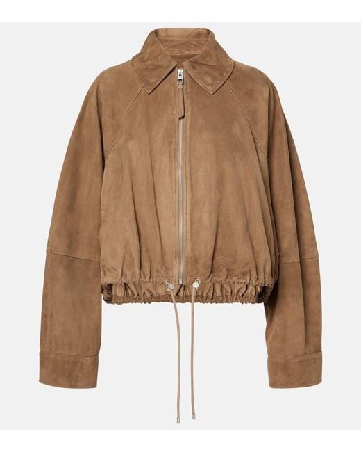 Loewe Suede Bomber Jacket in Brown | Lyst UK