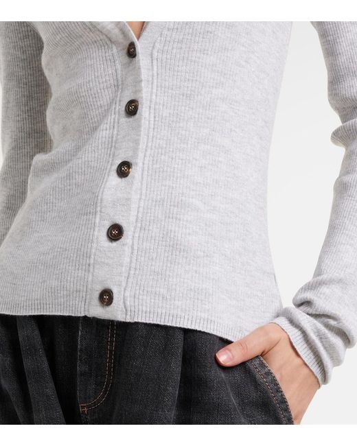 Brunello Cucinelli Blue Ribbed-Knit Cardigan