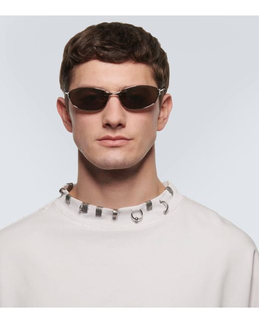 Balenciaga White Mercury Oval Sunglasses for men