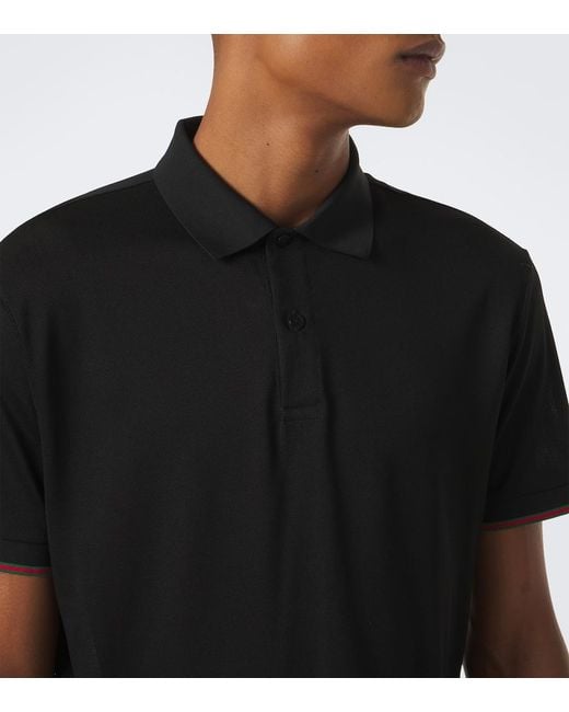 Gucci Black Web Stripe Silk Jersey Polo Shirt for men
