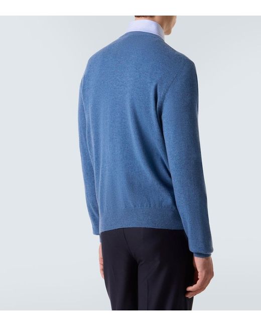 Rubinacci Blue Cashmere Sweater for men