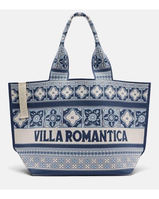 ALÉMAIS Blue Villa Romantica Maxi Jacquard Tote Bag