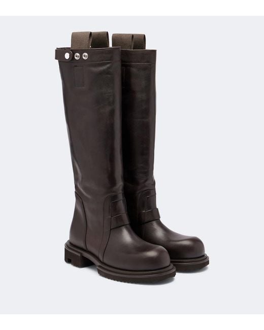 Rick Owens Black Gabe Leather Knee-High Boots