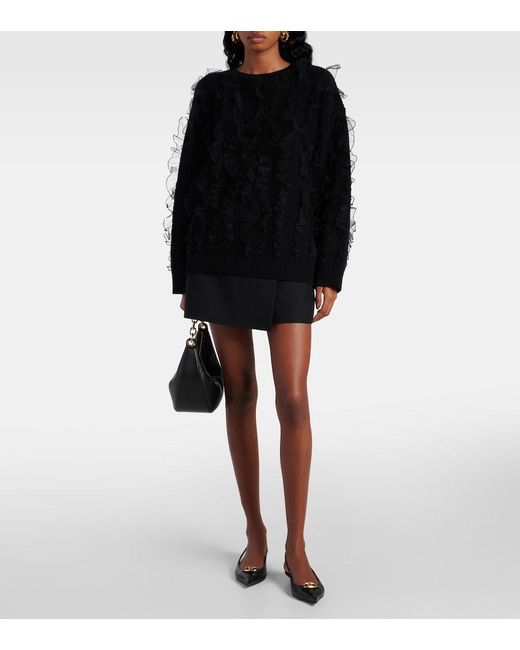Valentino Black Embroidered Wool Sweater