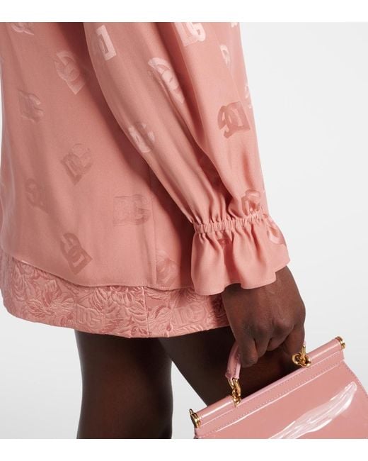 Dolce & Gabbana Pink Dg Silk Satin Blouse