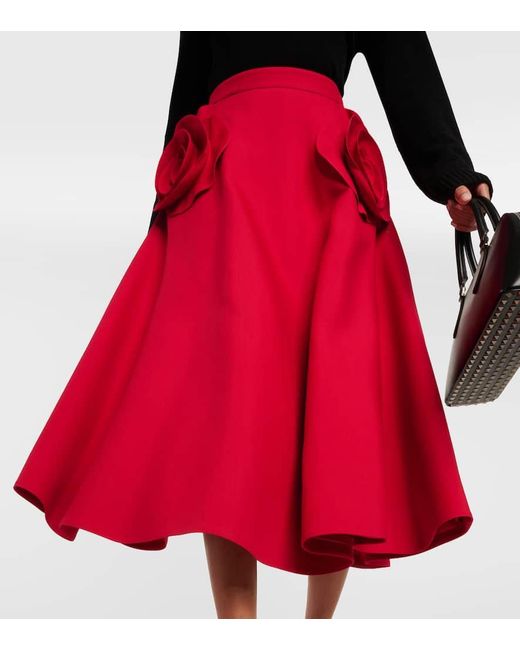 Valentino Red Midirock aus Crepe Couture