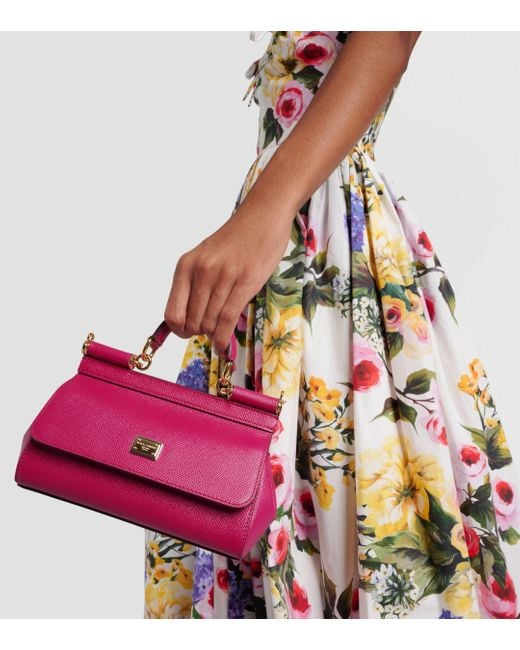 Dolce & Gabbana Pink Sicily Small Leather Shoulder Bag