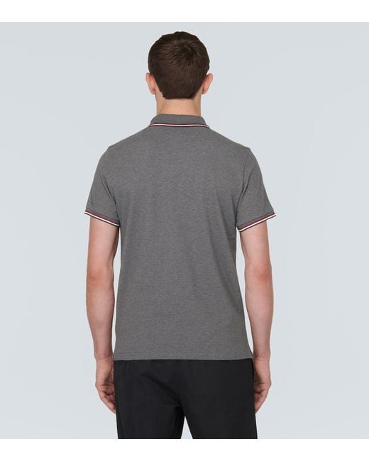 Moncler Gray Cotton Pique Polo Shirt for men