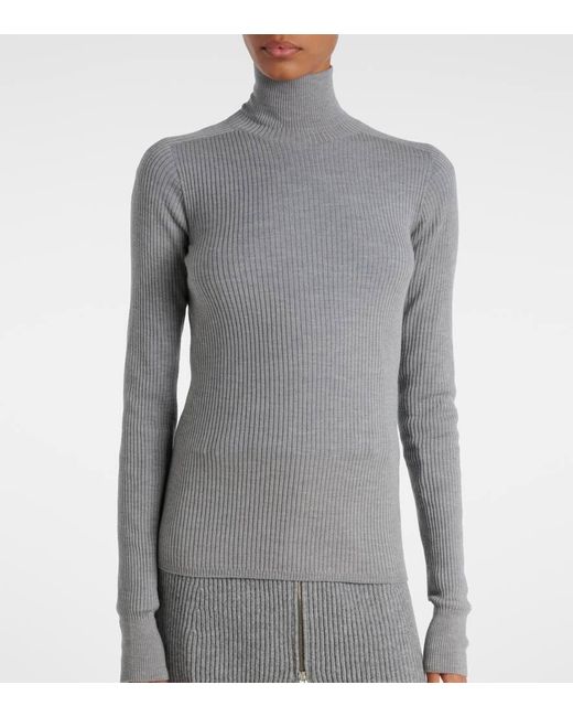 Sportmax Gray Niagra Virgin Wool Turtleneck Sweater