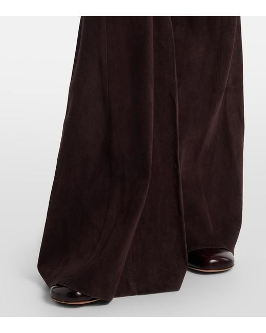 Stouls Brown Cherilyn High-Rise Suede Flared Pants