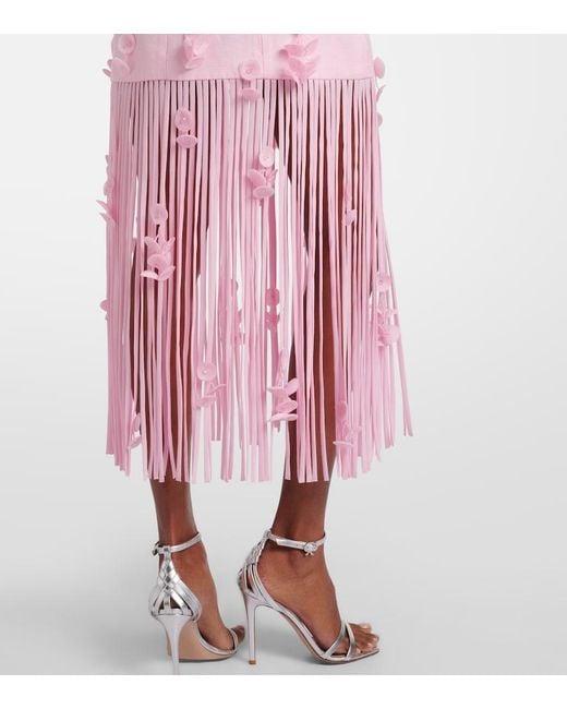 Jonathan Simkhai Pink Juliana Floral-Applique Linen-Blend Cocktail Dress