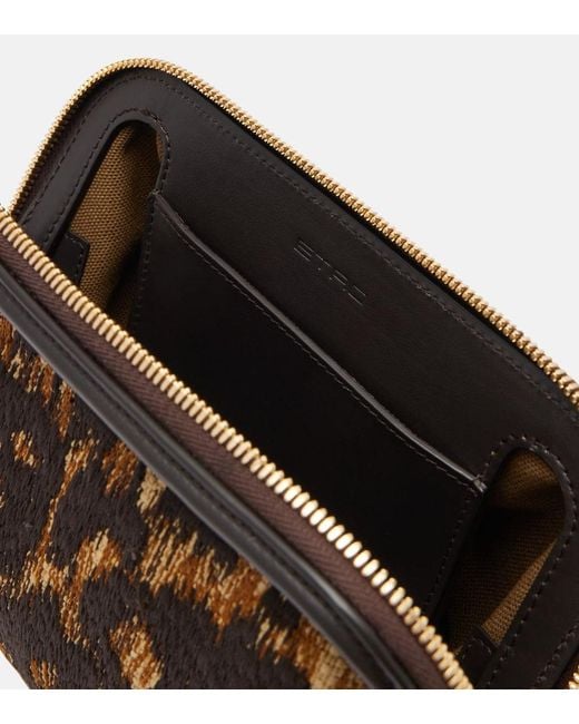 Etro Brown Doc Leather-Trimmed Raffia-Effect Crossbody Bag