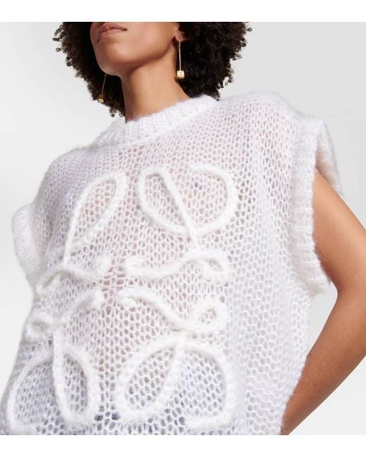 Loewe White Anagram Mohair-blend Sweater Vest