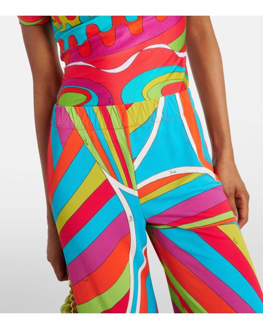 Emilio Pucci Blue Iride Printed Straight Pants