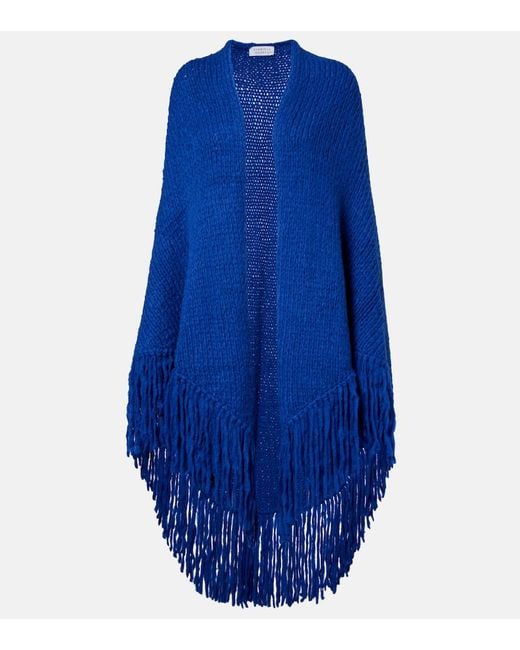 Gabriela Hearst Blue Lauren Fringed Cashmere Shawl
