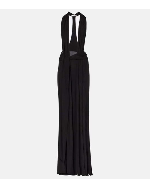 Christopher Esber Black Trapeze Draped Jersey Gown