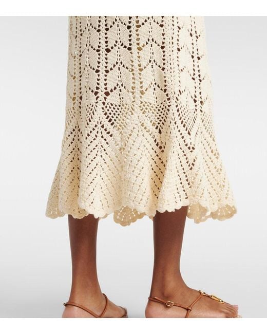 Zimmermann Natural Crochet Cotton Midi Skirt