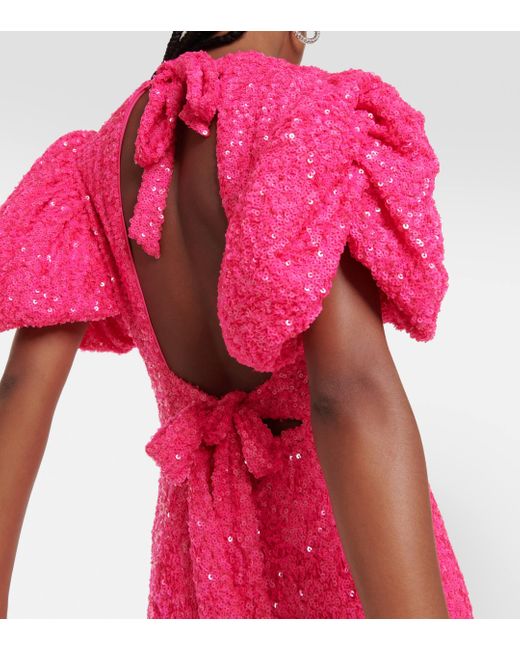 ROTATE BIRGER CHRISTENSEN Pink Sequined Maxi Dress