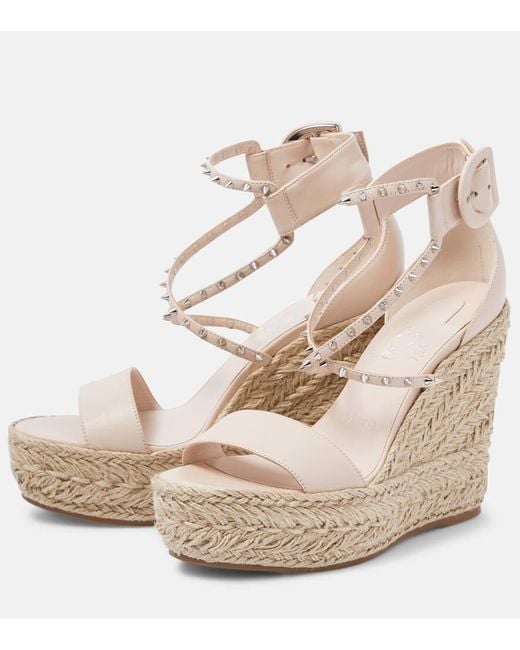 Christian Louboutin White Chocazeppa Spikes 120 Espadrille Wedges