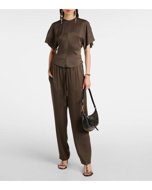 Isabel Marant Brown Kendry Satin Wide-Leg Pants