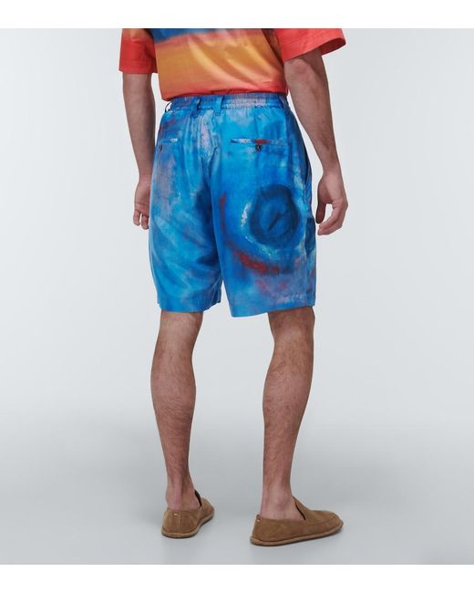 Marni Blue Printed Silk Shorts for men