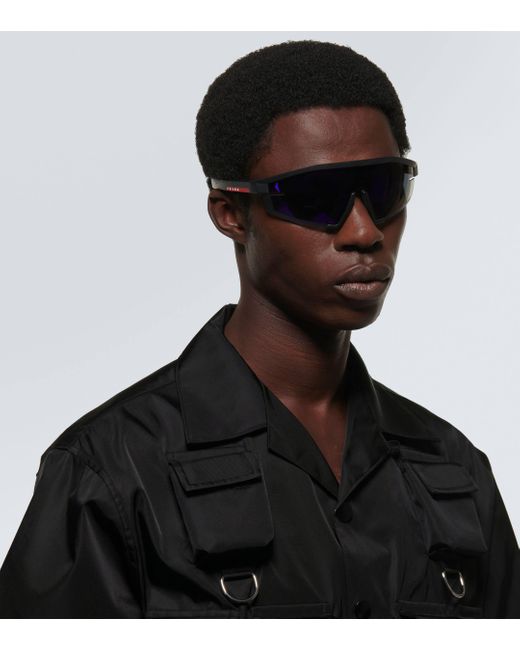 Prada Linea Rossa Mask Sunglasses in Blue for Men Lyst UK