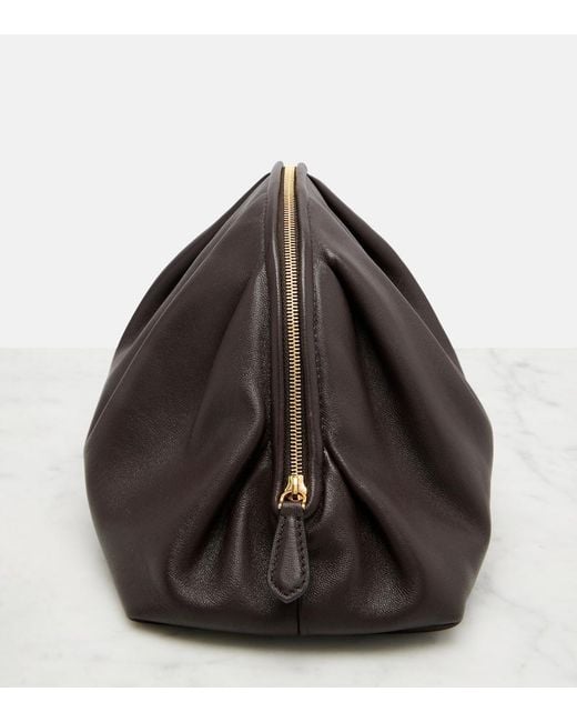 The Row Black Charlotte Small Leather Clutch